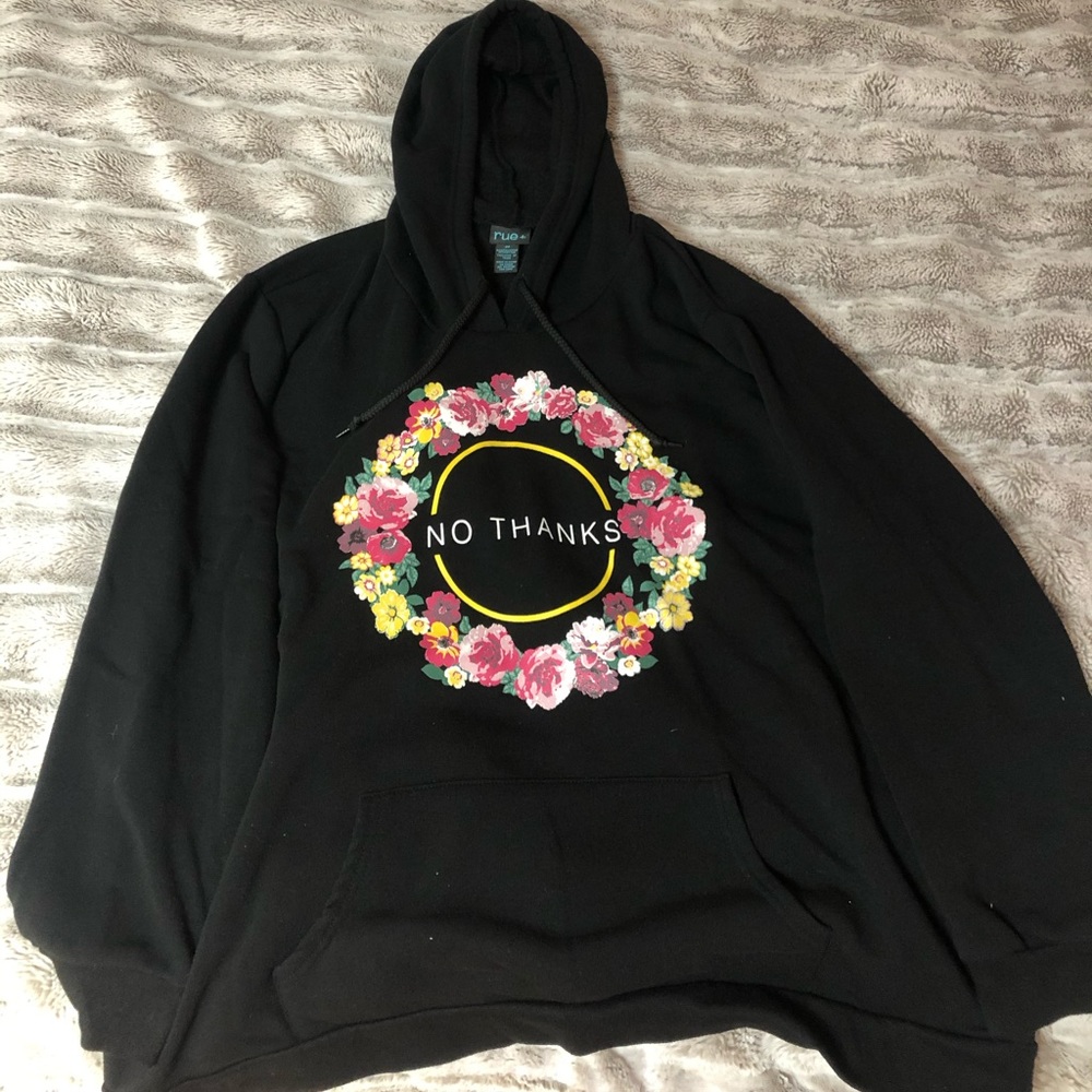 rue21 “no thanks” floral hoodie